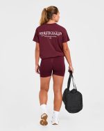 Athletics Club Oversized T Shirt - Red Wine/Pink - Image 8