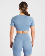 Staple Crop Top - Slate Blue - Image 2