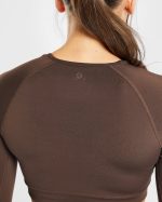 Staple Long Sleeve Crop Top - Brown - Image 5