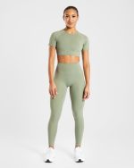 Staple Crop Top - Olive Green - Image 3