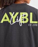 Lift Graphic Oversized T Shirt - Charcoal/Lime - Image 6