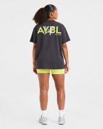 Lift Graphic Oversized T Shirt - Charcoal/Lime - Image 4