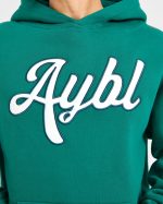 Script Embroidered Oversized Hoodie - Sports Green - Image 6