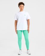 AYBL Sports Club Oversized T Shirt - White/Racing Green - Image 3