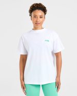 AYBL Sports Club Oversized T Shirt - White/Racing Green - Image 2