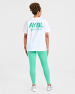 AYBL Sports Club Oversized T Shirt - White/Racing Green - Image 4