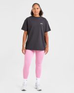 Lift Graphic Oversized T Shirt - Charcoal/Pink - Image 3