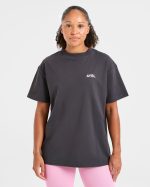 Lift Graphic Oversized T Shirt - Charcoal/Pink - Image 2