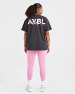 Lift Graphic Oversized T Shirt - Charcoal/Pink - Image 4