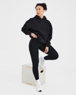 Sport Outline Oversized Hoodie - Black - Image 8