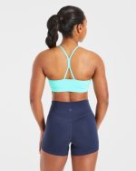 Essential Ruched Sports Bra - Aqua Blue - Image 2