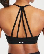 Essential V Neck Strappy Sports Bra - Black - Image 6