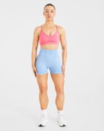 Essential Ruched Sports Bra - Coral Pink - Image 3