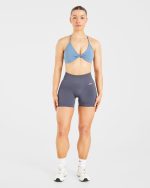 Essential Twist Crossback Sports Bra - Slate Blue - Image 3