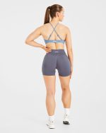 Essential Twist Crossback Sports Bra - Slate Blue - Image 4
