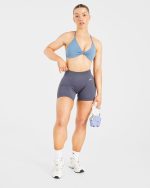 Essential Twist Crossback Sports Bra - Slate Blue - Image 7