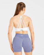 Essential V Neck Strappy Sports Bra - White - Image 2