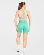 Essential V Neck Strappy Sports Bra - Light Sage - Image 4