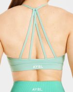 Essential V Neck Strappy Sports Bra - Light Sage - Image 6