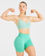 Essential V Neck Strappy Sports Bra - Light Sage - Image 7
