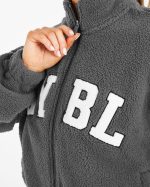 Varsity Oversized Fleece Zip Up Jacket - Charcoal - Image 6