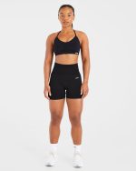 Essential Ruched Sports Bra - Black - Image 3