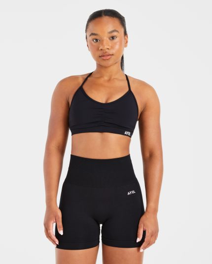 Essential Ruched Sports Bra - Black