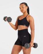 Essential Ruched Sports Bra - Black - Image 7