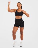 Essential Ruched Sports Bra - Black - Image 8