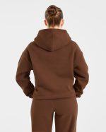 Retro Embroidered Oversized Hoodie - Brown - Image 2