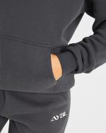 Retro Embroidered Oversized Hoodie - Charcoal - Image 6