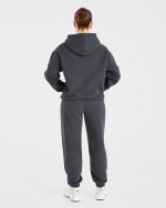 Retro Embroidered Oversized Hoodie - Charcoal - Image 4