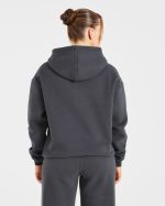 Retro Embroidered Oversized Hoodie - Charcoal - Image 2