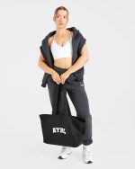 Retro Embroidered Oversized Joggers - Charcoal - Image 8