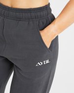 Retro Embroidered Oversized Joggers - Charcoal - Image 5