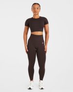 Empower Seamless Crop Top - Cocoa Brown - Image 3