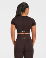 Empower Seamless Crop Top - Cocoa Brown - Image 2