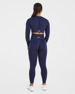 Empower Seamless Long Sleeve Crop Top - Navy - Image 4