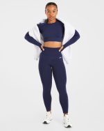 Empower Seamless Long Sleeve Crop Top - Navy - Image 8