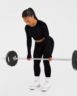 Empower Seamless Long Sleeve Crop Top - Black - Image 7