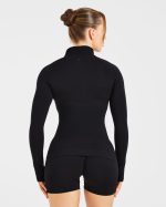 Essential Seamless 1/2 Zip Pullover - Black - Image 2