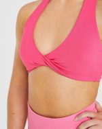 Essential Halterneck Sports Bra - Hot Pink - Image 5