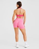 Essential Halterneck Sports Bra - Hot Pink - Image 4