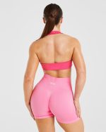 Essential Halterneck Sports Bra - Hot Pink - Image 2