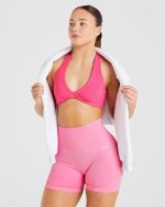 Essential Halterneck Sports Bra - Hot Pink - Image 7