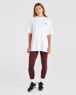 AYBL Sports Club Oversized T Shirt - White/Burgundy - Image 4