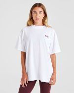 AYBL Sports Club Oversized T Shirt - White/Burgundy - Image 2