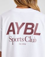 AYBL Sports Club Oversized T Shirt - White/Burgundy - Image 5
