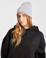 Embroidered Beanie - Grey Marl - Image 4