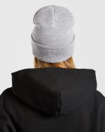 Embroidered Beanie - Grey Marl - Image 5